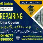 Mobile repairing diploma course advertisement in Pakistan, showcasing tools and techniques for aspiring technicians.
